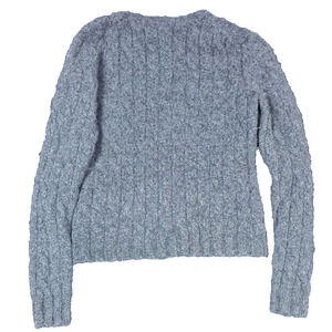 Vintage Gap Sweater Womens M Dark Grey Lambs Wool Cable Knit Crew Neck Jumper
